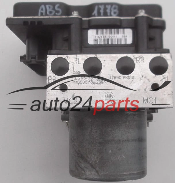 ABS PUMP NISSAN QASHQAI BOSCH 0 265 251 854,  47660 BR00C,  0 265 951 743