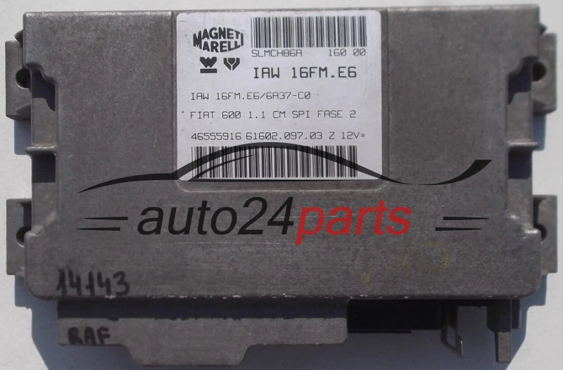 KOMPUTER STEROWNIK SILNIKA FIAT SEICENTO 1.1, MAGNETI MARELLI IAW 16FM.E6, IAW16FME6, 61602.097.03, 6160209703, 46555916