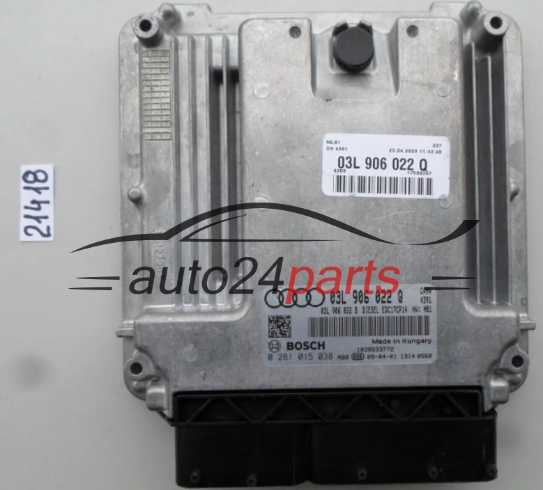 KOMPUTER STEROWNIK SILNIKA AUDI Q5 2.0 TDI BOSCH 0 281 015 038, 0281015038, 03L 906 022 Q, 03L906022Q, 03L906022B, EDC17CP14