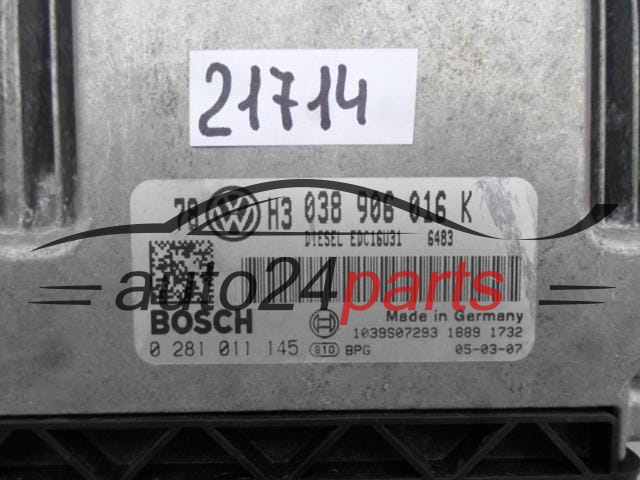 MOTORSTEUERGERÄT ECU STEUERGERAT VW VOLKSWAGEN PASSAT BOSCH 0 281 011 145, 0281011145, 038 906 016K