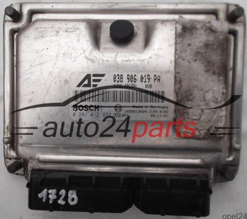 ECU ENGINE CONTROLLER VW VOLKSWAGEN SHARAN SEAT ALHAMBRA 1.9 TDI BVK 038906019PA, 038 906 019 PA, BOSCH 0 281 012 932, 0281012932, DIESEL EDC15P+ 8438, 1039S13424 