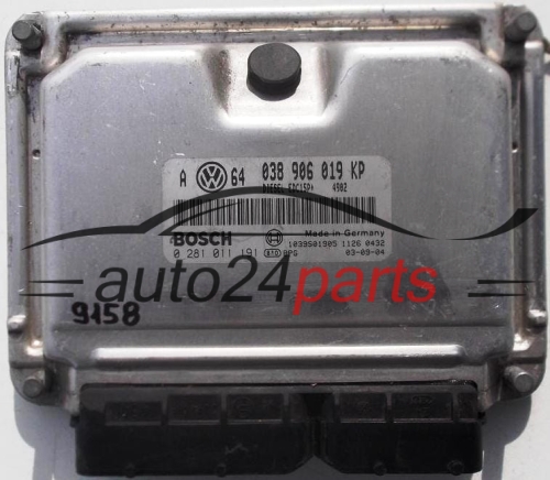 ΜΟΝΑΔΑ ΕΛΕΓΧΟΥ ΚΙΝΗΤΗΡΑ VW VOLKSWAGEN GOLF IV 1.9 TDI, BOSCH 0 281 011 191, 0281011191, 038 906 019 KP, 038906019KP