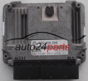 KOMPUTER STEROWNIK SILNIKA VW VOLKSWAGEN BOSCH 0 281 014 681, 0281014681, 03G 906 056, 03G906056, 03G 906 021 AB, 03G906021AB, DIESEL EDC16U34 - 16731