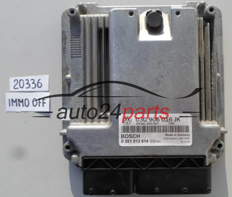 KOMPUTER STEROWNIK SILNIKA VW VOLKSWAGEN JETTA 1.9 TDI BOSCH 0 281 012 614 , 0281012614, 03G 906 016 JK, 03G906016JK