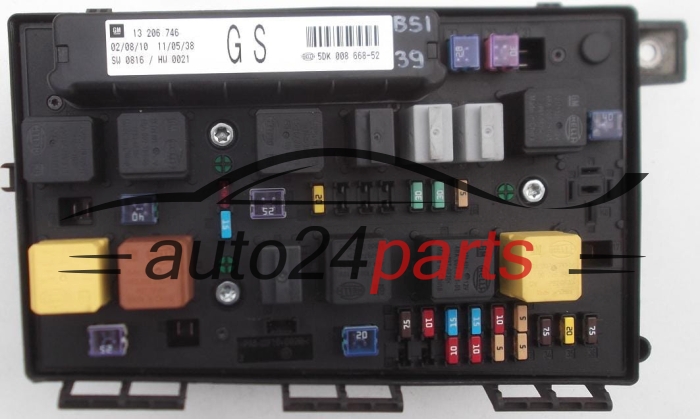 FUSE RELAY BOX ELECTRICAL COMFORT CONTROL MODULE BODY OPEL ASTRA H ZAFIRA B 13 206 746, 13206746 GS, 5DK 008 668-52, 5DK008668-52