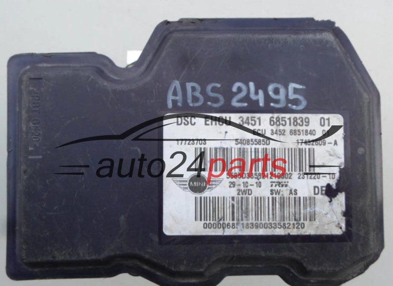 BOMBA HIDRAULICA Y CENTRALITA ABS MINI COOPER 34516851839 01, 3451685183901, 17723703, 60280080, 309666DCZ 