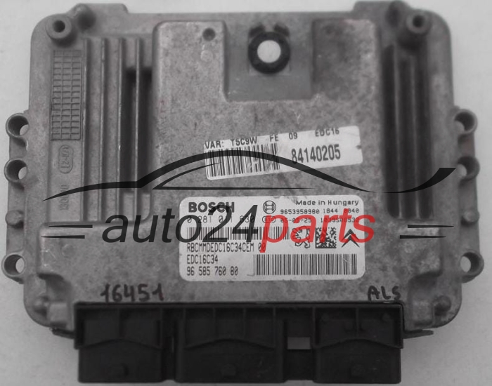 Μονάδα Ελέγχου Κινητήρα CITROEN 1.6 HDI BOSCH 0 281 011 630, 0281011630, 96 585 760 80, 9658576080