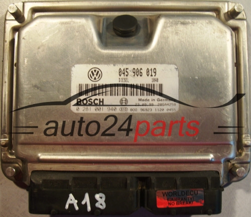 ECU ENGINE CONTROLLER VW VOLKSWAGEN POLO 1.4 TDI 045906019, BOSCH 0 281 001 940, 0281001940