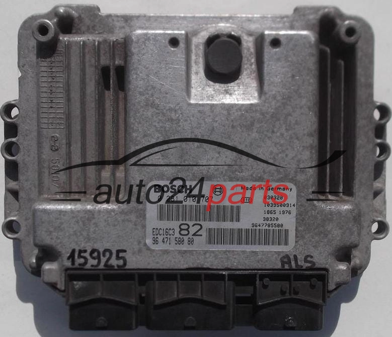 CENTRALINA MOTORE PEUGEOT 206 1.4 HDI BOSCH 0281010707, 0 281 010 707, 9647158080, 96 471 580 80, 9647785580, EDC16C3 82