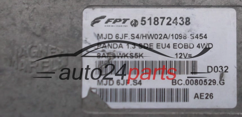 ECU CENTRALITA DE MOTOR  FIAT 1.3 JTD MAGNETI MARELLI MJD 6JF.S4,  FPT 51872438