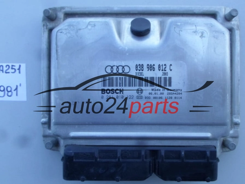 KOMPUTER STEROWNIK SILNIKA AUDI A3 1.9 TDI BOSCH 0281010122, 0 281 010 122, 038906012C, 038 906 012 C
