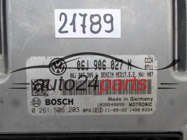 CENTRALITA DE MOTOR VW VOLKSWAGEN SHARAN 2.0 TSI BOSCH 0 261 S06 203, 0261S06203, 06J 906 027 N, 06J906027N, MED17.5.2 