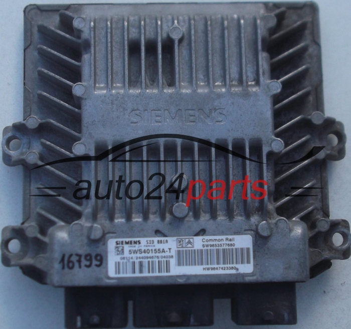 Μονάδα Ελέγχου Κινητήρα CITROEN BERLINGO PEUGEOT PARTNER 2.0 HDI SIEMENS 5WS40155A-T, 5WS40155AT, SW9653577680 HW9647423380