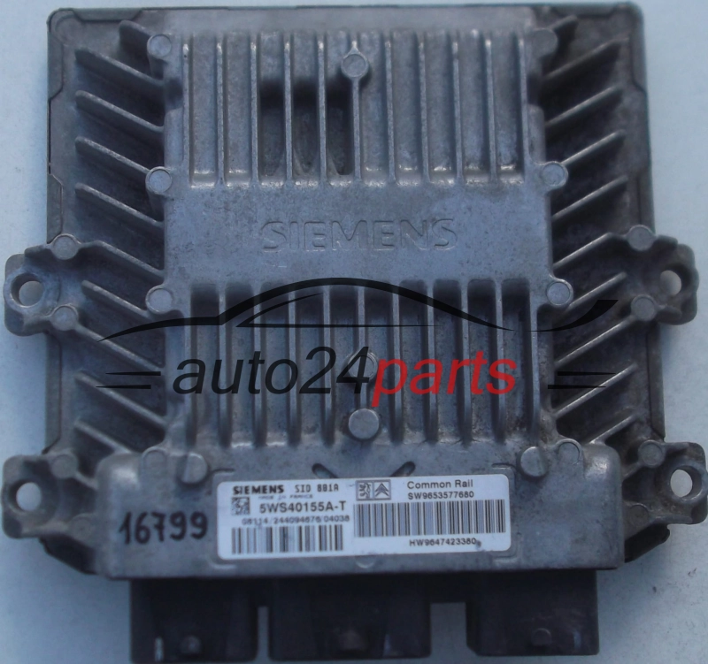 Μονάδα Ελέγχου Κινητήρα CITROEN BERLINGO PEUGEOT PARTNER 2.0 HDI SIEMENS 5WS40155A-T, 5WS40155AT, SW9653577680 HW9647423380
