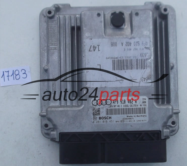 Μονάδα Ελέγχου Κινητήρα AUDI A6 ALLROAD 3.0 TDI BOSCH 0 281 016 451, 0281016451, 4F9 910 402 A, 4F9910402A, 4F0 907 401 E, 4F0907401E