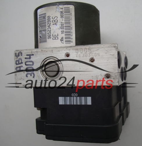 POMPE HYDRAULIQUE ET CALCULATEUR d'ABS PEUGEOT 206 9652342980, 10.0207-0036.4, 10020700364, 10.0970-1114.3, 10097011143, 5WK84108