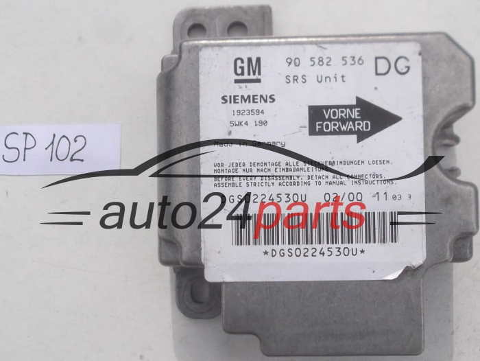 STEROWNIK MODUL PODUSZEK POWIETRZNYCH OPEL ASTRA G ZAFIRA A GM 90 582 536 DG