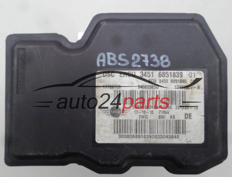 MINI COOPER 34516851839 01, 3451685183901, 17723703, 60280080, 309666DCZ -