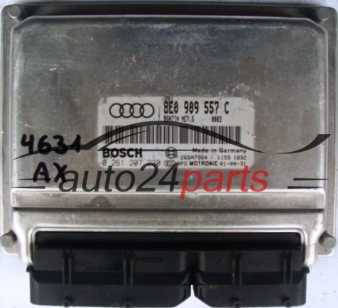 CENTRALITA DE MOTOR  AUDI A4 2.0 TDI 8E0909557C, 8E0 909 557 C BOSCH 0261207220, 0 261 207 220 BENZIN ME7.5 0003 26SA7964 