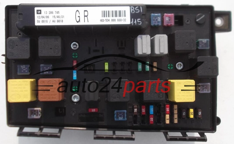  FUSE RELAY BOX ELECTRICAL COMFORT CONTROL MODULE BODY OPEL GM 13 206 745 GR HELLA 5DK 008 668-32