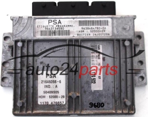 KOMPUTER STEROWNIK SILNIKA CITROEN XARA 1.4, 21646098-6, 216460986, S2000-29, 96 431 345 80, 9643134580, 96 384 847 80-06 - 9680, FC4