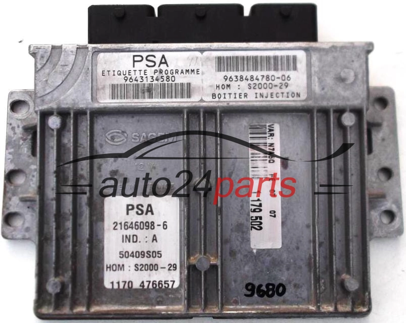 KOMPUTER STEROWNIK SILNIKA CITROEN XARA 1.4, 21646098-6, 216460986, S2000-29, 96 431 345 80, 9643134580, 96 384 847 80-06 