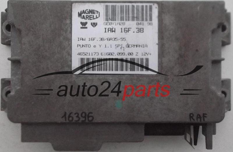 ECU CENTRALITA DE MOTOR FIAT PUNTO 1.1 MAGNETI MARELLI IAW 16F.3B, IAW16F3B, 46521173, 61602.099.00, 6160209900