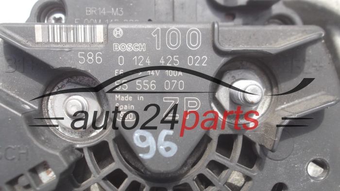 Alternador  OPEL ASTRA CORSA MERIVA ZAFIRA 1.6 1.8 BOSCH 0 124 425 022,  55 556 070 ZP, 100 A