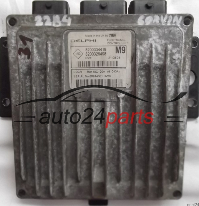 ECU CENTRALITA DE MOTOR RENAULT MEGANE SCENIC NISSAN MICRA 1.5 DCI DELPHI R0410C100A, 8200334419, 8200326498 M9