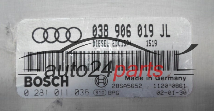 ECU CENTRALITA DE MOTOR  AUDI A4 1.9 TDI BOSCH 0 281 011 036,  038 906 019 JL