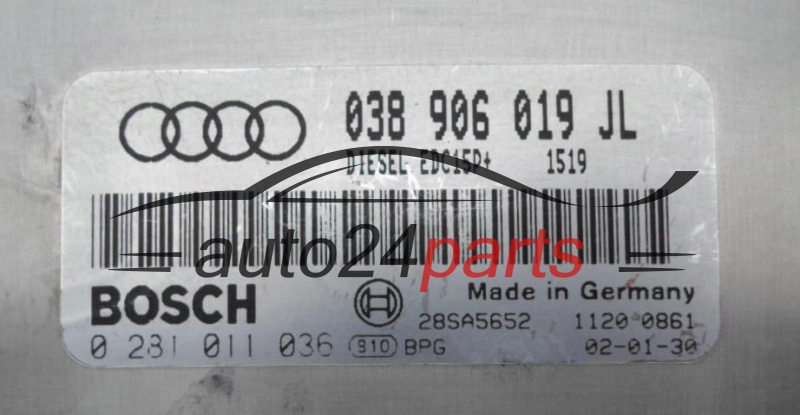 ECU CENTRALITA DE MOTOR  AUDI A4 1.9 TDI BOSCH 0 281 011 036,  038 906 019 JL