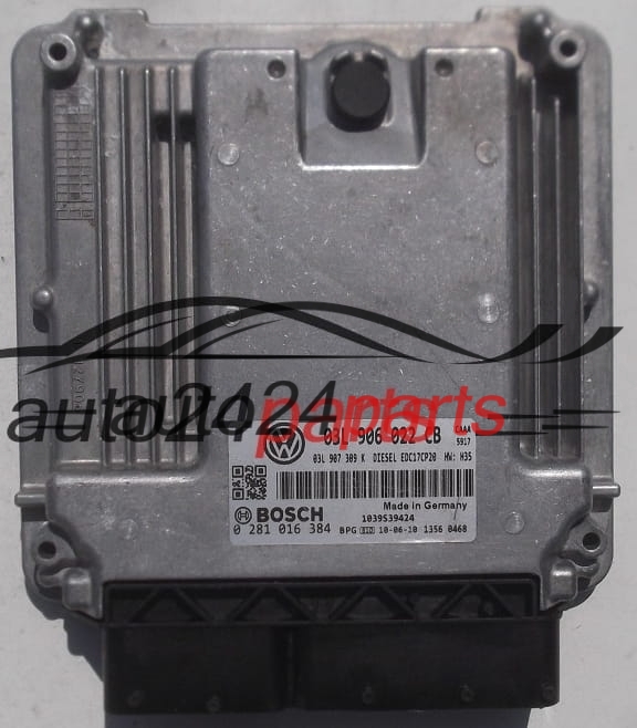 Μονάδα Ελέγχου Κινητήρα VOLKSWAGEN T5 T6 TRANSPORTER 2.0 TDI BOSCH 0 281 016 384, 03L 906 022 CB,  03L 907 309 K,  EDC17CP20