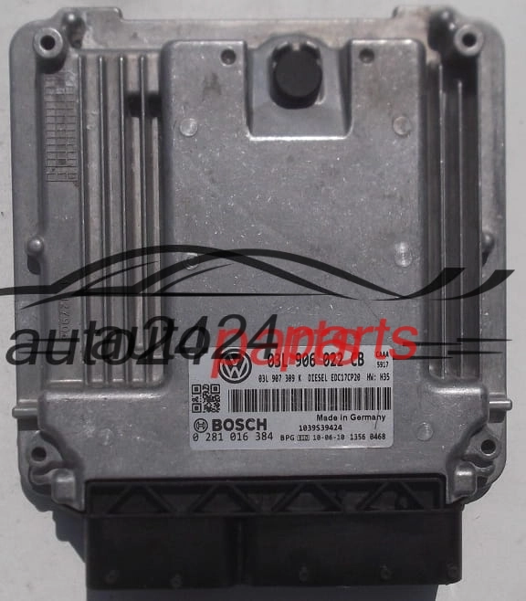 Μονάδα Ελέγχου Κινητήρα VOLKSWAGEN T5 T6 TRANSPORTER 2.0 TDI BOSCH 0 281 016 384, 03L 906 022 CB,  03L 907 309 K,  EDC17CP20