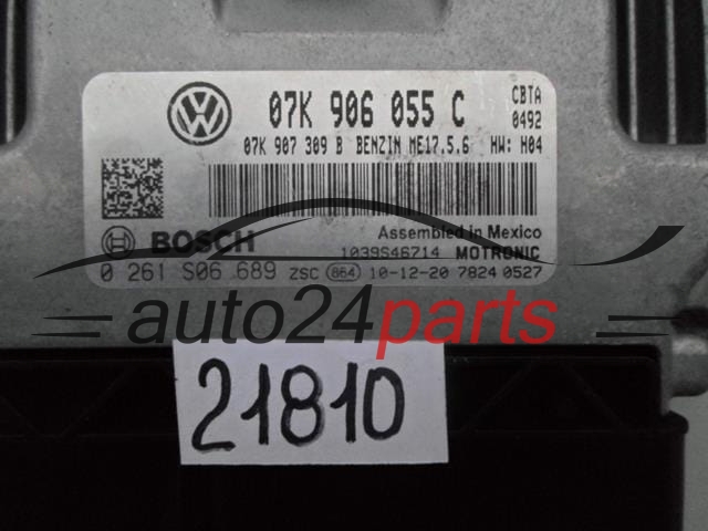 Μονάδα Ελέγχου Κινητήρα VW VOLKSWAGEN 2.5L BOSCH 0 261 S06 689, 0261S06689, 07K 906 055 C, 07K906055C, ME17.5.6