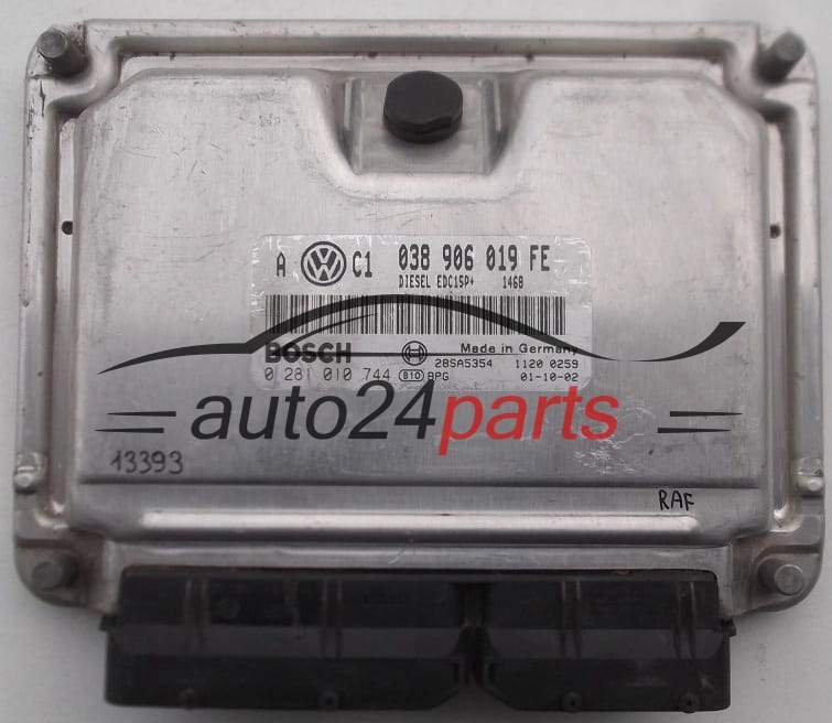 KOMPUTER STEROWNIK SILNIKA VOLKSWAGEN GOLF BORA 1.9 TDI ARL BOSCH 0281010744, 038 906 019 FE,  EDC15P+