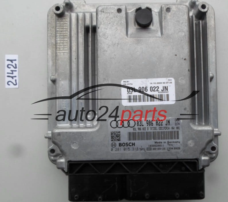 KOMPUTER STEROWNIK SILNIKA AUDI A4 2.0 TDI BOSCH 0 281 015 318, 0281015318, 03L 906 022 JN, 03L906022JN, 03L906022B, EDC17CP14