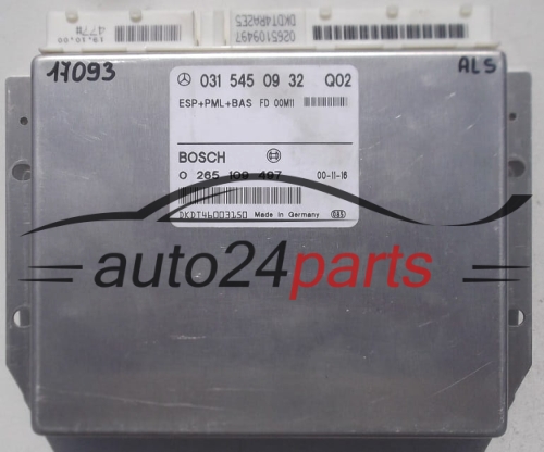 CENTRALINA ABS ESP+PML+BAS MERCEDES W220 BOSCH 0 265 109 497, 0265109497, A 031 545 09 32, A0315450932, 0315450932