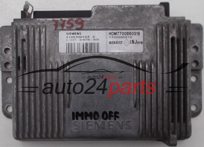 UCE CENTRALITA DE MOTOR RENAULT MEGANE 1.6 8V, SIEMENS S105300103A, HOM7700860319, 7700865810