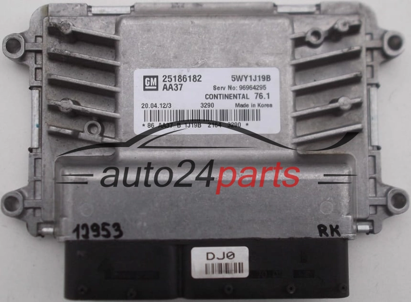 CALCULATEUR MOTEUR CHEVROLET CRUZE GM 25186182 AA37, CONTINENTAL 5WY1J19B, 96964295