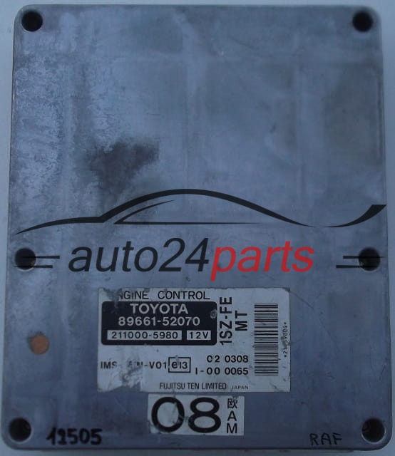 Centralina motore TOYOTA YARIS 1.0  89661-52070  8966152070  211000-5980  2110005980  1SZ-FE