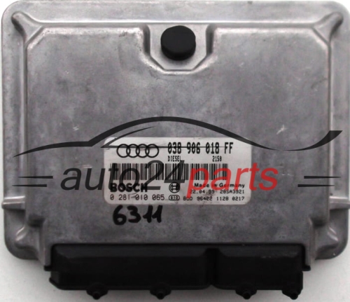 KOMPUTER STEROWNIK SILNIKA AUDI A4 1.9 TDI BOCH 0 281 010 065, 0281010065, 038 906 018 FF, 038906018FF - 6311