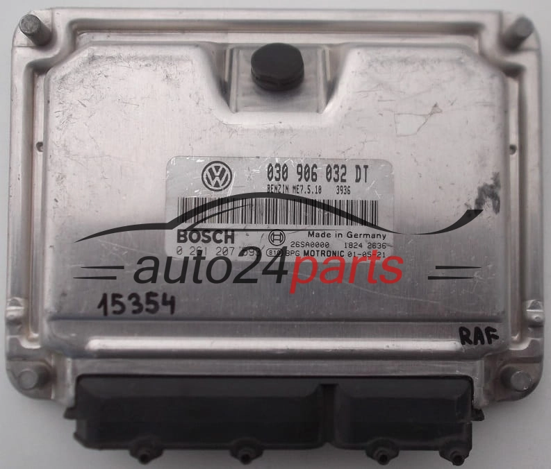 CALCULATEUR MOTEUR VW VOLKSWAGEN POLO LUPO CADDY 1.4 030906032DT, BOSCH 0 261 207 593, 0261207593, 26SA0000 1824 0420, BENZIN ME7.5.10 3936 
