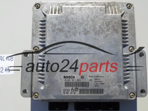 KOMPUTER STEROWNIK SILNIKA CITROEN 2.2 HDI BOSCH 0 281 011 033, 0281011033, 96 467 192 80, 9646719280