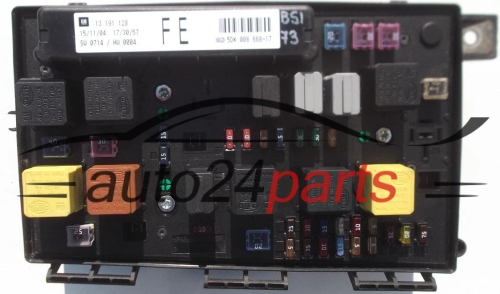 Central do sistema elétrico com caixa de relés e fusíveis, central de controle modul BSI OPEL ASTRA H ZAFIRA B GM 13 191 128 FE, 13191128 FE, HELLA 5DK 008 668-17