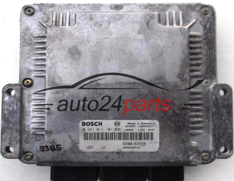 KOMPUTER STEROWNIK SILNIKA RENAULT LAGUNA 1.9 DCI F9Q BOSCH 0281011101, 0 281 011 101, 8200163528, 8200095416, 1039S00271