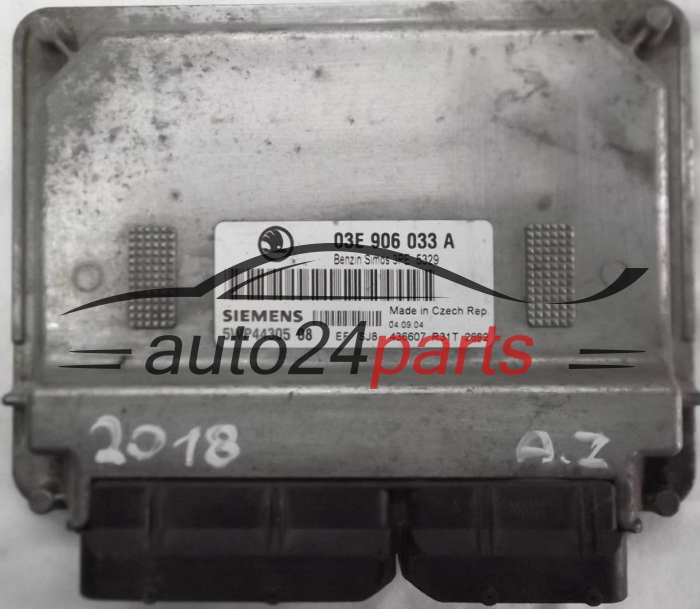 KOMPUTER STEROWNIK SILNIKA SKODA FABIA 1.2 AZQ 03E906033A, 03E 906 033 A, SIEMENS 5WP44305 08, BENZIN SIMOS 3PE 5329 