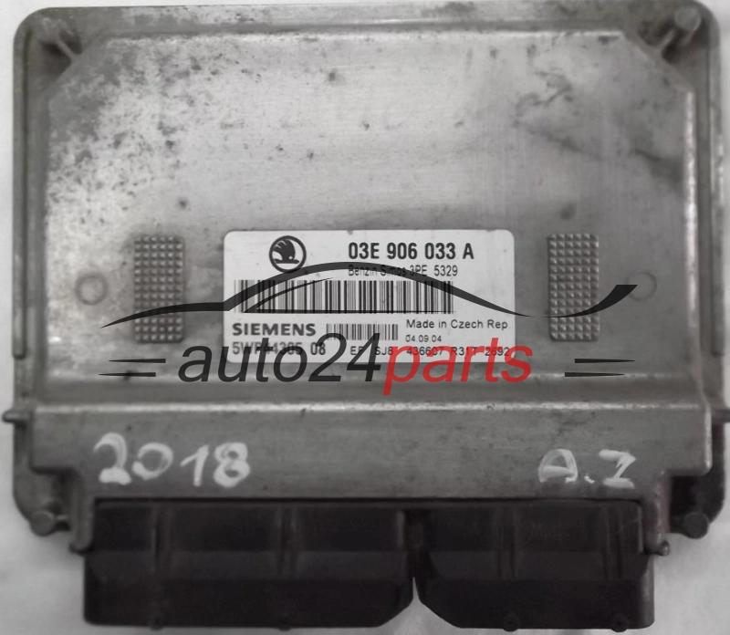 KOMPUTER STEROWNIK SILNIKA SKODA FABIA 1.2 AZQ 03E906033A, 03E 906 033 A, SIEMENS 5WP44305 08, BENZIN SIMOS 3PE 5329 