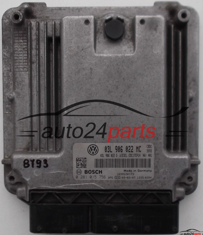 CALCULATEUR MOTEUR VW VOLKSWAGEN GOLF VI 2.0 TDI, BOSCH 0 281 015 756, 0281015756, 03L 906 022 MC, 03L906022MC, EDC17CP14