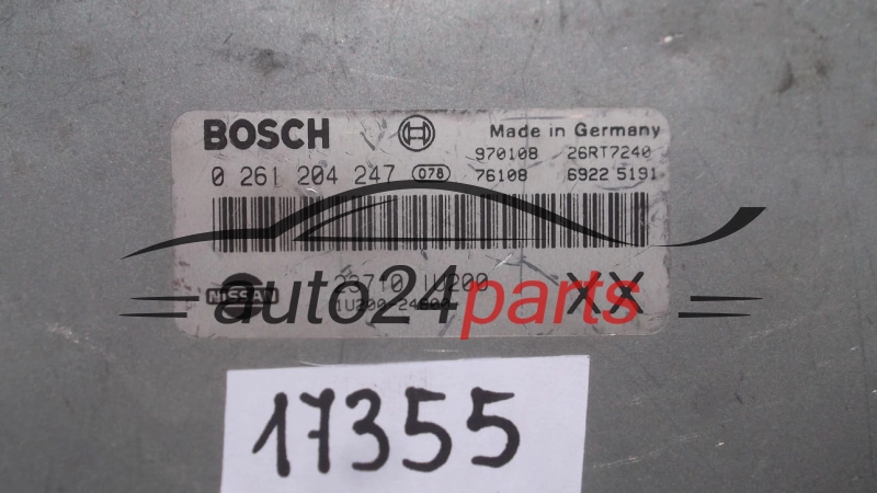 CENTRALINA DO MOTORE NISSAN MICRA 1.3 BOSCH 0 261 204 247, 0261204247, 23710-1U200, 237101U200, 1U200-24800, 1U20024800 XX