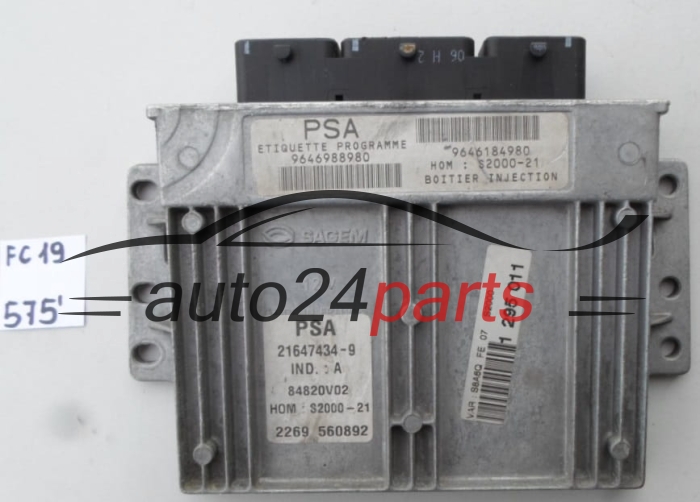 ECU ENGINE CONTROLLER CITROEN PEUGEOT 21647434-9, 216474349, 9646988980, 9646184980